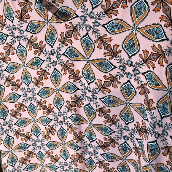 Loft size Medium Top short ruffle sleeve Blouse Pink floral casual career - Picture 3 of 7